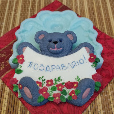 Силиконовая форма №1451 "Мишка с плакатом"  РАСПР